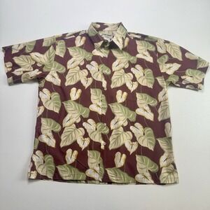 Cooke‎ Street Shirt Hawaiian Size XL  Brown Cotton Button Up Short Sleeve Floral